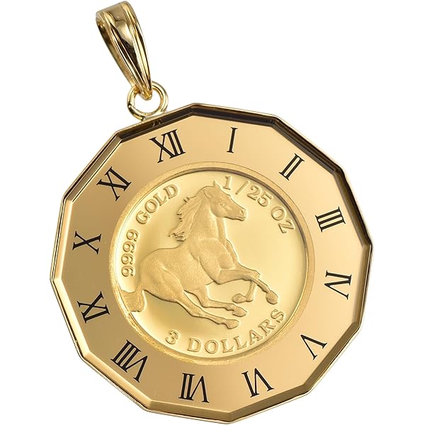 Amazon | 純金 24金 ホースコイン ペンダント ツバル 1/10オンス 枠K18